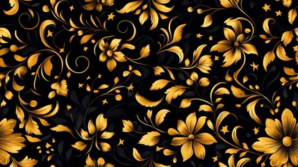 Red and gold floral design in traditional Khokhloma style, great for ethnic print materials, souvenir packaging, and heritage branding.