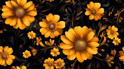 Red and gold floral design in traditional Khokhloma style, great for ethnic print materials, souvenir packaging, and heritage branding.