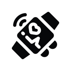 fitness watch glyph icon. Strong and solid vector icon for websites, mobile interfaces, presentations, and visual branding. High quality and easy to edit.