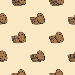 Raisin cookies. Vector seamless pattern. Endless background for wrapping paper, print, textile