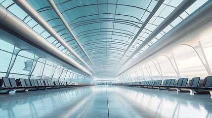 Waiting Area with Empty Seats and Glass Ceiling