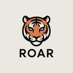 Stylized Tiger Illustration With Bold Typography Featuring 'Roar' Text