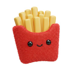 Kawaii French Fries: Fluffy and Fun 3D Render