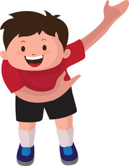 Cartoon little boy character bowing down for welcome a greeting pose vector illustration.