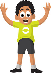 Cartoon Happy Little Boy Character with Open Arms Vector Illustration.