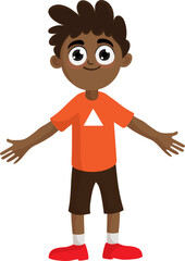 Cartoon Little Boy Character with Open Arms Vector Illustration.