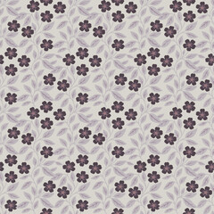 Floral pattern, fabric pattern, purple flowers, leaves, vines, wallpaper pattern, background, carpet pattern