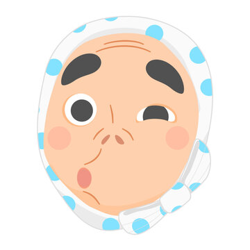 ひょっとこのお面のイラスト カラー