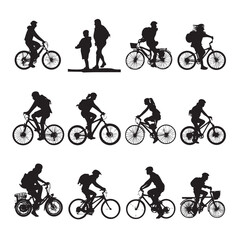 biking silhouette set, Black & White silhouette set 