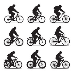 biking silhouette set, Black & White silhouette set 