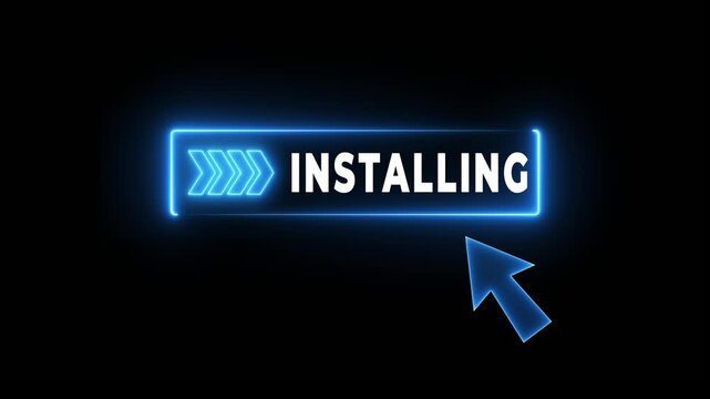 Install  to cloud from computer animated on the transparent background. Installing button icon, installed  sign animation with install icon. 4k video animation.