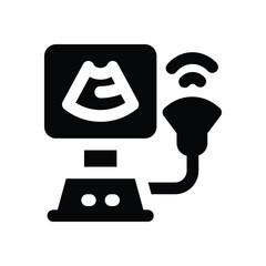 ultrasound glyph icon. Strong and solid vector icon for websites, mobile interfaces, presentations, and visual branding. High quality and easy to edit.