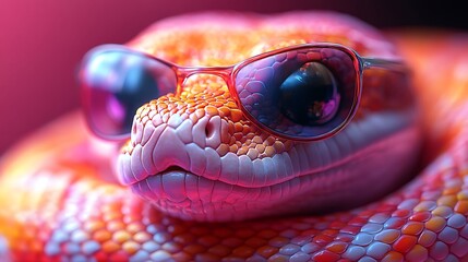 Fototapeta premium A cool snake wearing sunglasses in a high resolution image