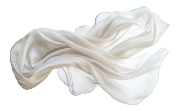 White chiffon fabric flowing with soft fluid movement