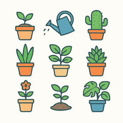 Fototapeta premium set of green plants in pot