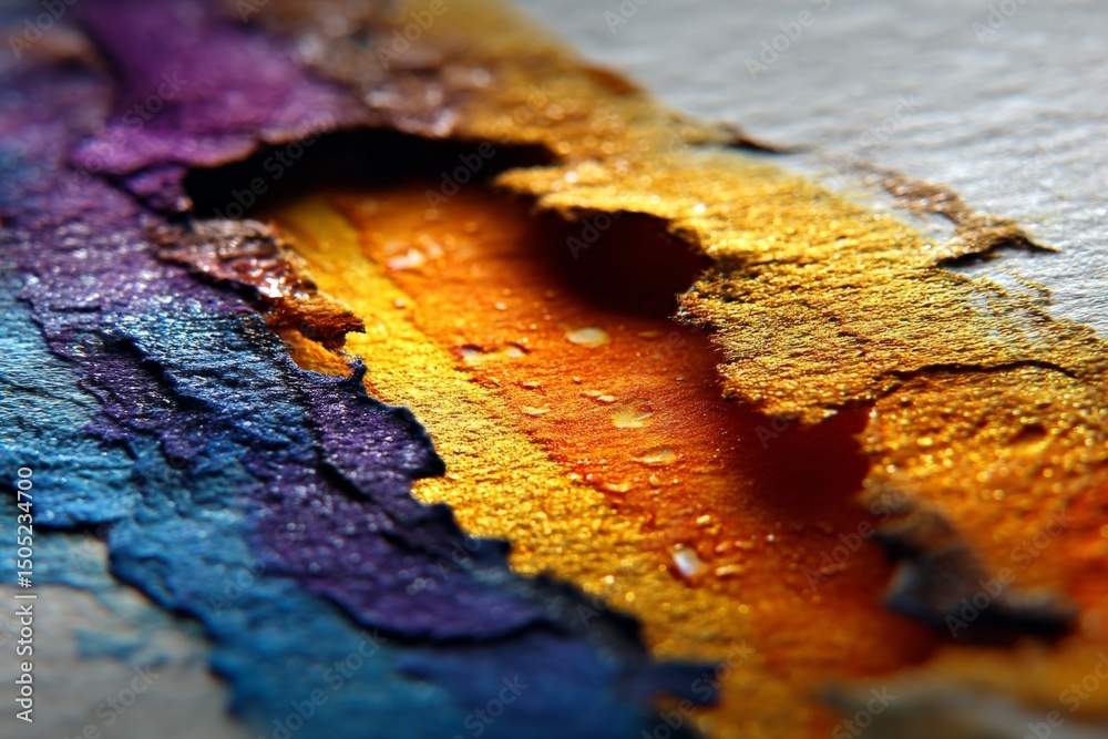 Poster vibrant colors and textures in abstract art created with paint on textured paper