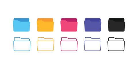 Office folder icon. File folder with documents. Folder for reports and archive cases. ile management concept. Computer files directory, line pattern. Folders organised in a system of storage. 