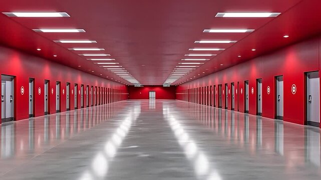 Red Corridor: A Symmetrical Interior Design
