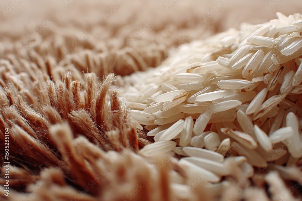 Poster grain scattered on a textured surface with warm tones in a cozy indoor setting