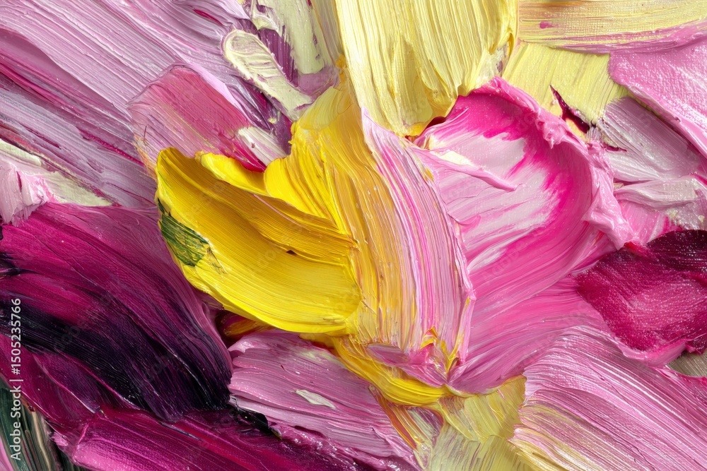 Poster vibrant abstract painting showcasing bold colors and dynamic brush strokes in an artistic expression