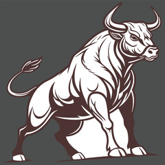 vector illustration of cartoon bull