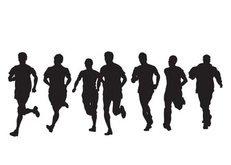 People athletes on running race on white background
