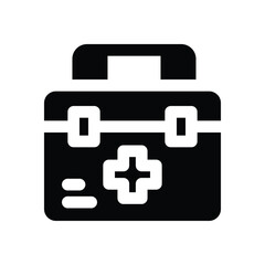 first aid kit glyph icon. Strong and solid vector icon for websites, mobile interfaces, presentations, and visual branding. High quality and easy to edit.