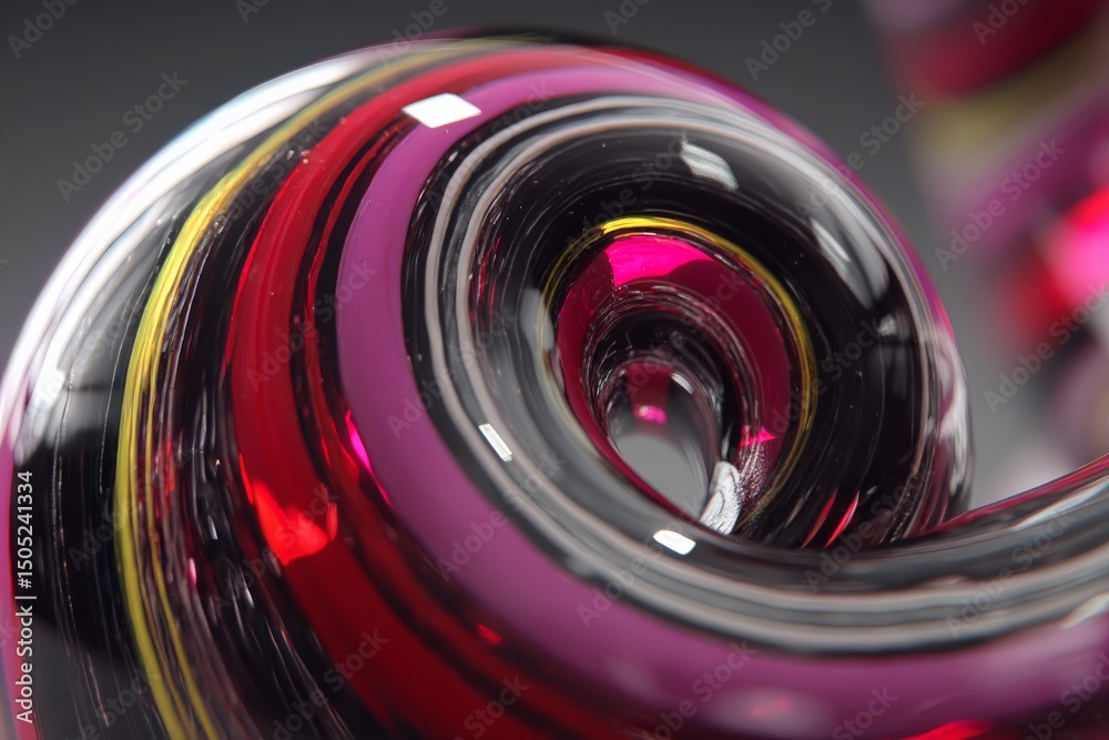 Poster colorful glass swirl design with intricate patterns and reflections in bright hues