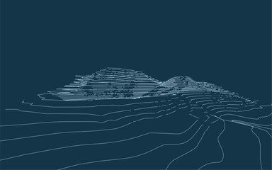Wireframe surrounding contour. Topographic element pattern for background. Landscape topography contour line and layer. Vector illustration.