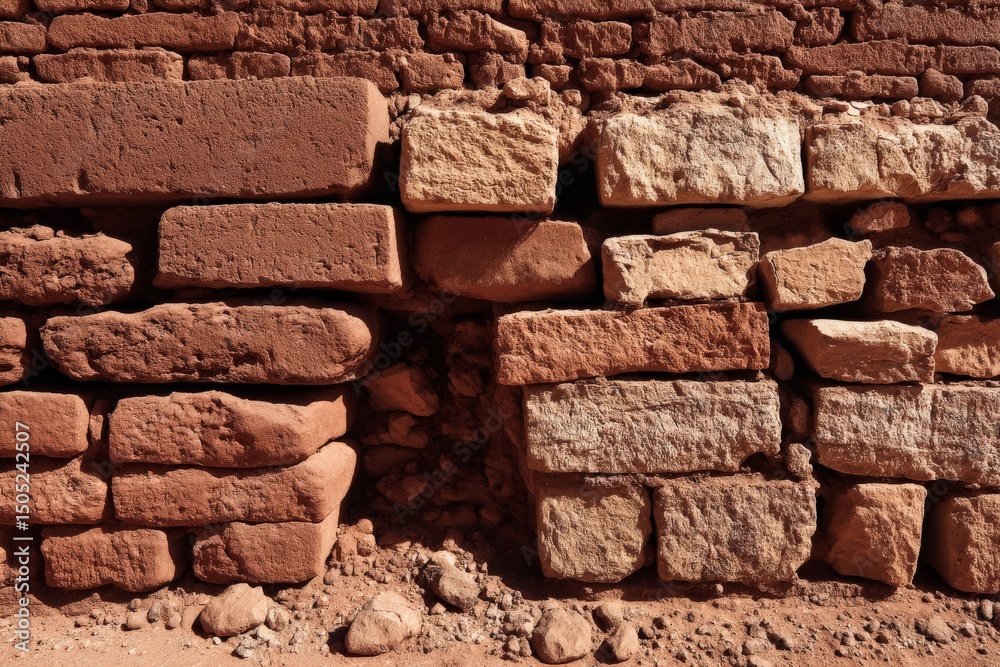 Leinwandbilder ancient stone wall shapes and textures in warm tones showcasing weathering and history in a rustic s