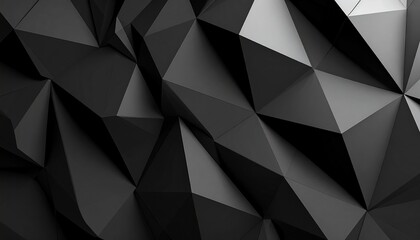Obraz premium 3D Rendered Abstract Faceted Polygon Terrain Background in Matte Black Shades