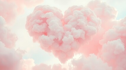 Fototapeta premium Pink Cloud Heart A Dreamy, Romantic, and Serene Sky Heart