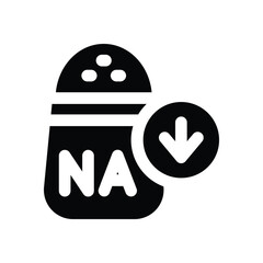 low sodium glyph icon. Strong and solid vector icon for websites, mobile interfaces, presentations, and visual branding. High quality and easy to edit.