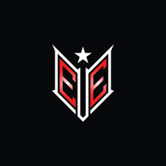 Fototapeta premium Modern Lettermark Logo with Star and Red Gradient on Black Background