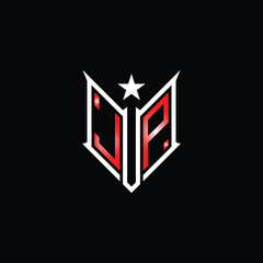 Modern Lettermark Logo with Star and Red Gradient on Black Background