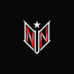 Fototapeta premium Modern Lettermark Logo with Star and Red Gradient on Black Background