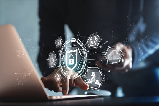 lock mark cybersecurity internet, protect attacks from a hacker. concept of password privacy on an online system, secure data from crime, virus cyber. cyber security technology digital information.