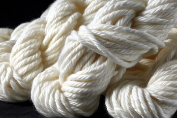 Soft white yarn skeins ready for crafting projects in a well-lit space