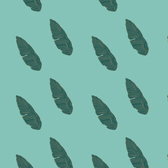 Seamless pattern with palm leaves on black background