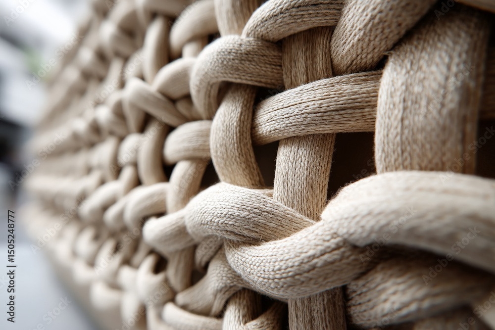 Poster Intricate weaving detail of natural fibers in a contemporary setting showcasing craftsmanship and design
