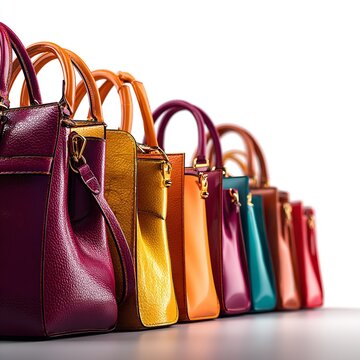 Colorful handbags fashion accessories stylish purses leather bags luxury collection designer totes for women