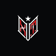 Modern Lettermark Logo with Star and Red Gradient on Black Background