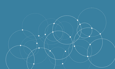 Abstract background with intersecting rings, circles and dots. Connection circles background. Minimal abstract&nbsp;background. Vector Illustration . EPS 20 .  