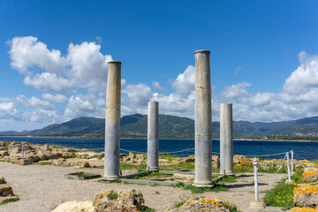 Particolari del Parco archeologico di Nora, in Sardegna 
