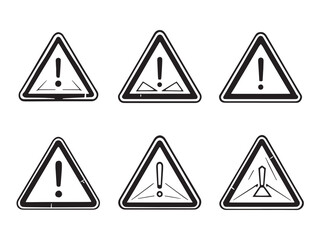 minimalist warning triangle line art vector for safety signs