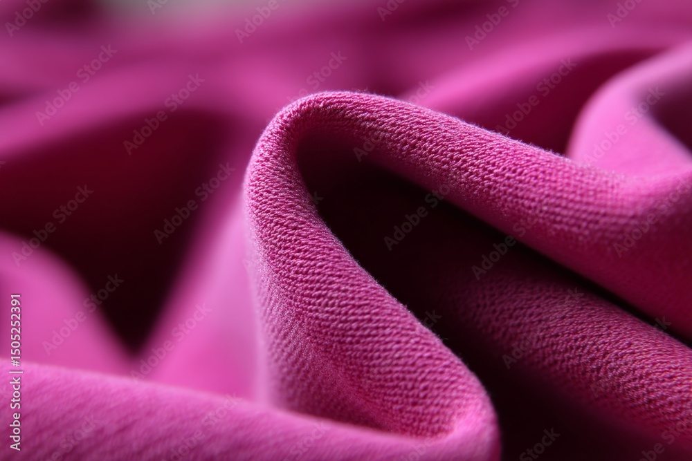 Poster Soft pink fabric draped elegantly showcasing texture and depth in close-up view