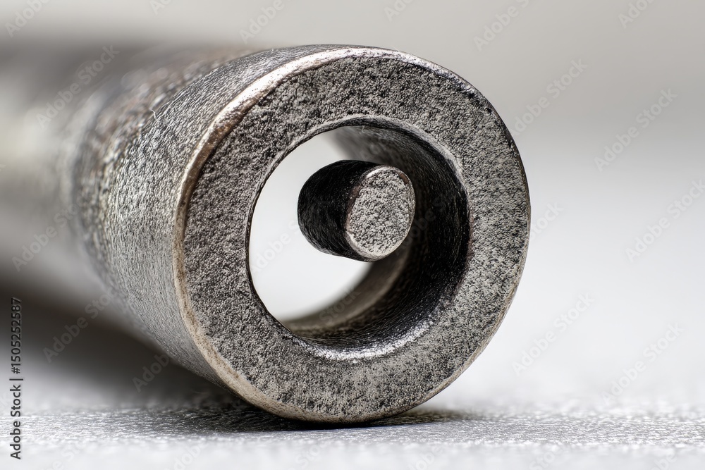 Poster close-up of a metallic part showcasing intricate details in industrial design and manufacturing proc