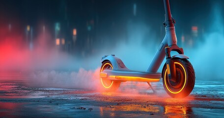 Futuristic Electric Scooter Night City.