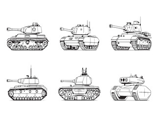 Obraz premium modern tank line art illustration for creative projects