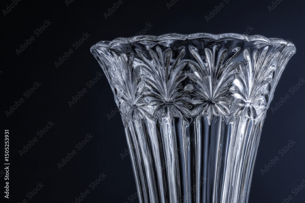 Poster elegant crystal vase with intricate design showcased on dark background